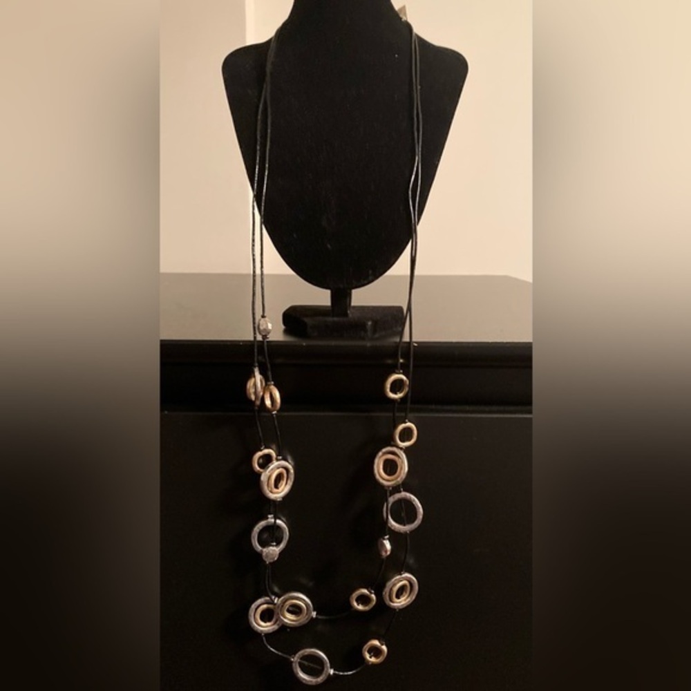 Chico's Black and Gold Circle Necklace